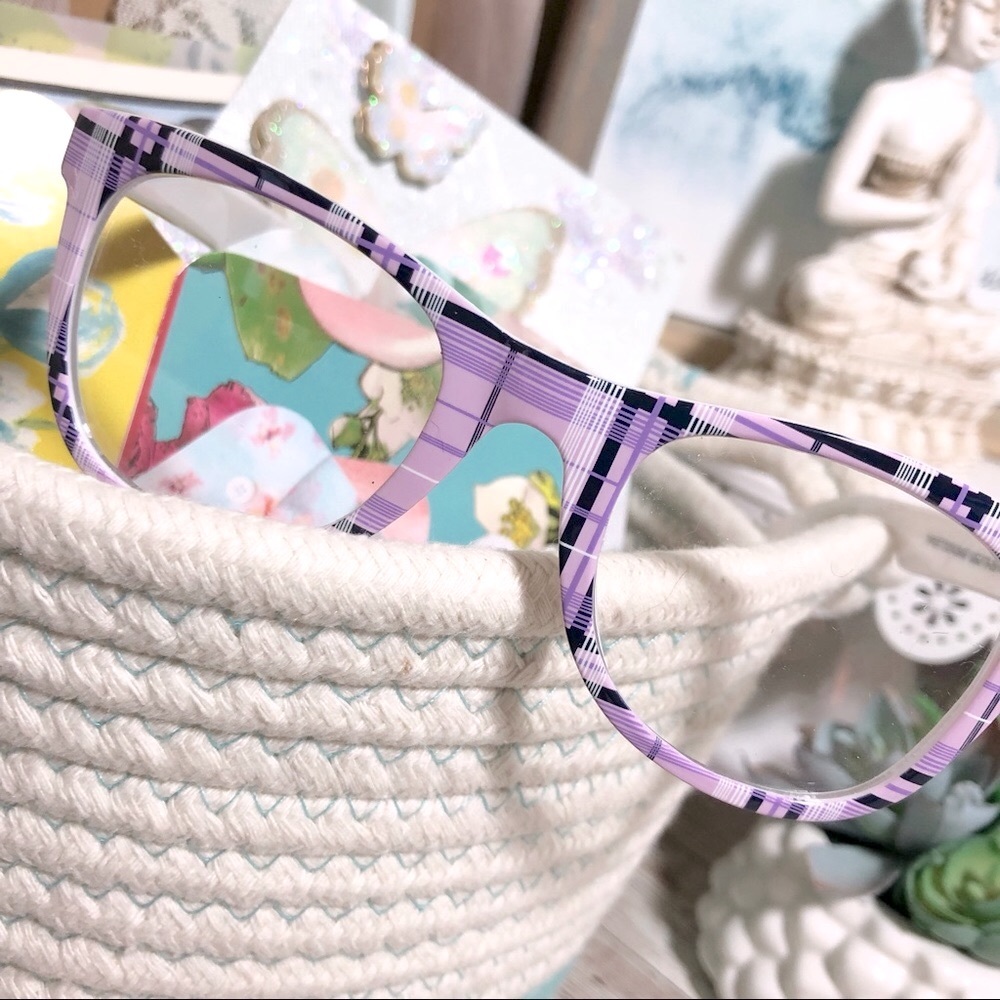 Girl’s Purple Plaid Print Faux Glasses Children’s Accessory School Preppy Spring